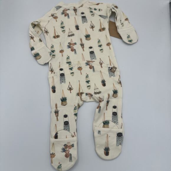 Goumi Kids Baby Macrame Footie Size Newborn Sleeper Zippy Jumpsuit Bamboo Plants - Picture 5 of 7